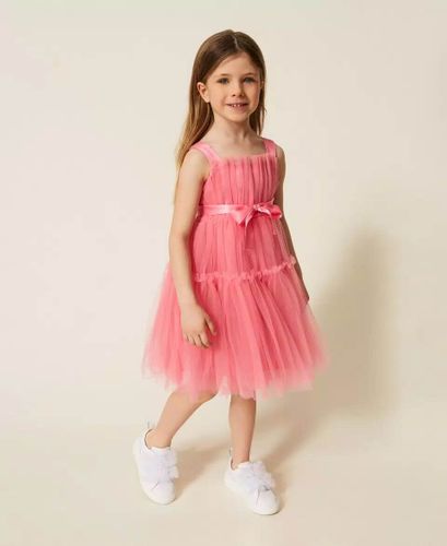 Girls' short tulle dress with belt