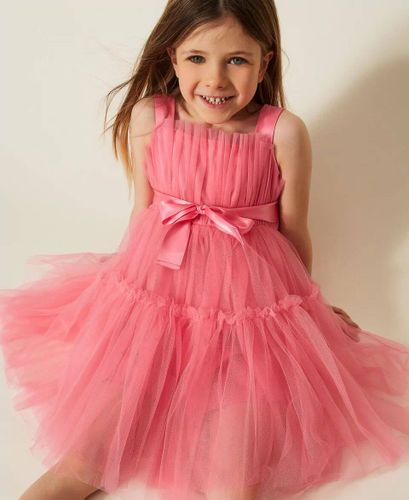 Girls' short tulle dress with belt