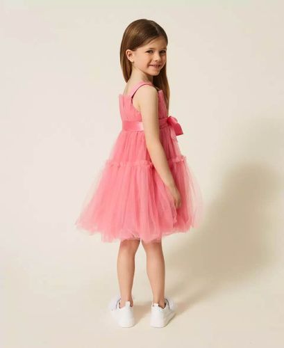 Girls' short tulle dress with belt