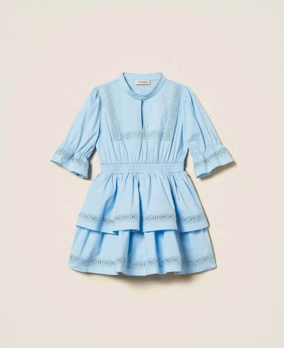 Girls’ short poplin dress with lace