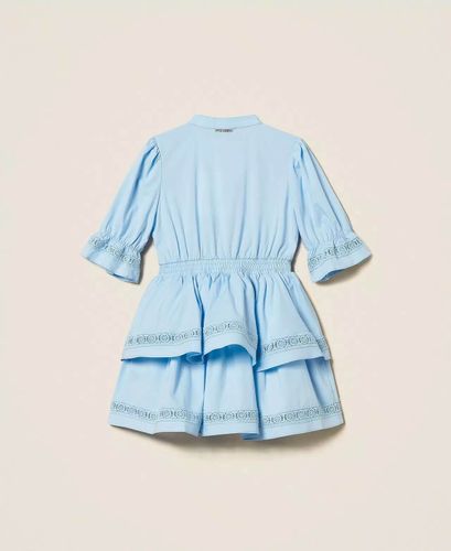Girls’ short poplin dress with lace
