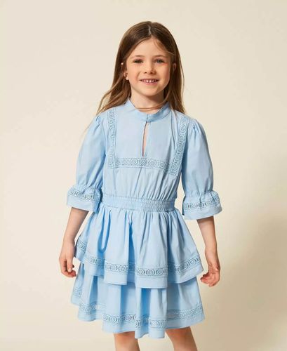Girls’ short poplin dress with lace