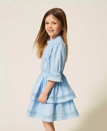 Girls’ short poplin dress with lace