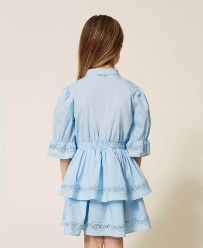 Girls’ short poplin dress with lace