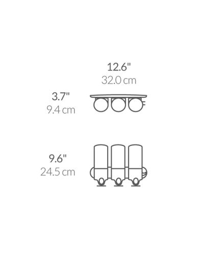 דיספנסר משולש לסבון נוזלי BT1029 חיבור לקיר 444X3 מ