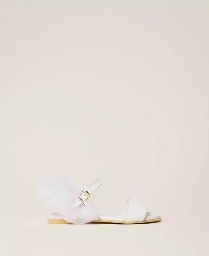 Girls’ leather sandals with tulle