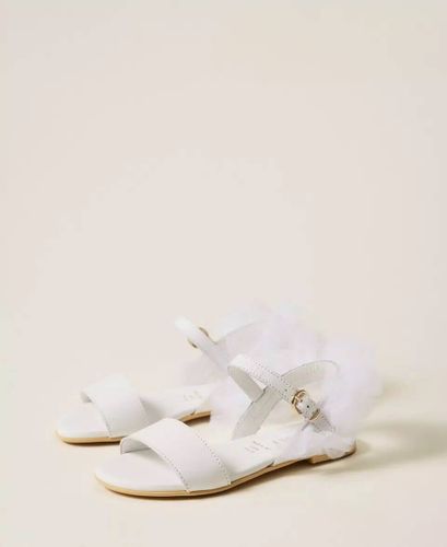 Girls’ leather sandals with tulle