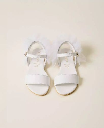 Girls’ leather sandals with tulle