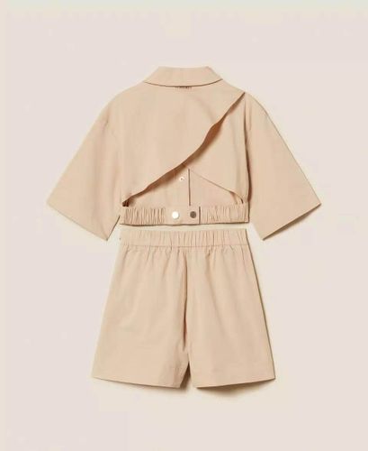 Poplin cropped shirt and shorts