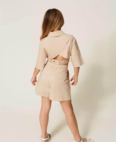 Poplin cropped shirt and shorts