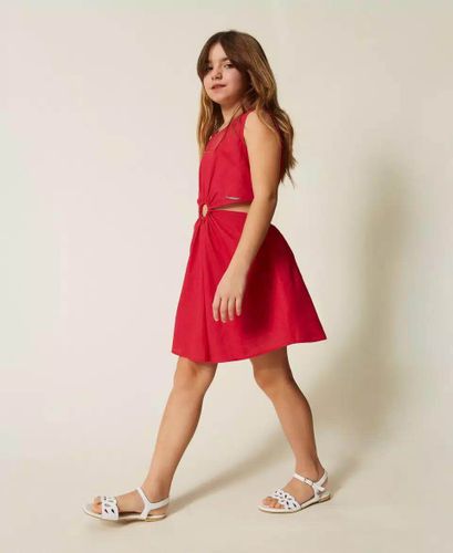 Short linen dress with cut-out