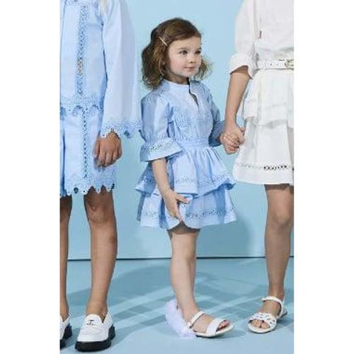 Short poplin dress with lace