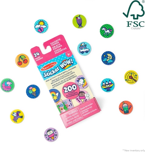 Sticker WOW! מיני חוברת פעילות ו סט מילוי 200 מדבקות למכשיר הדבקה אוטומטי - דברים אהובים