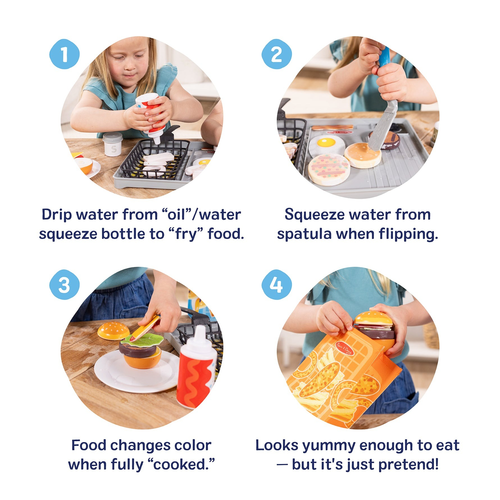 מארז גריל אינטראקטיבי Flip & Fry Grill Play Set עם טכנולוגיית שינוי צבע 27 חלקים