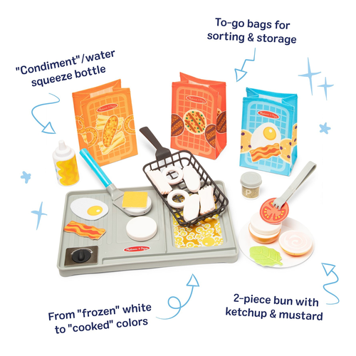 מארז גריל אינטראקטיבי Flip & Fry Grill Play Set עם טכנולוגיית שינוי צבע 27 חלקים