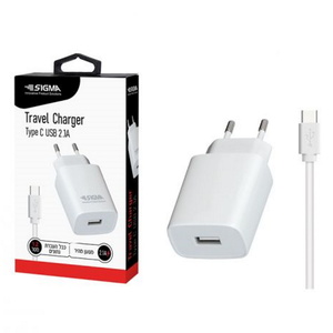 מטען קיר USB TYPE-A 12W כולל כבל Sigma TYPE-C