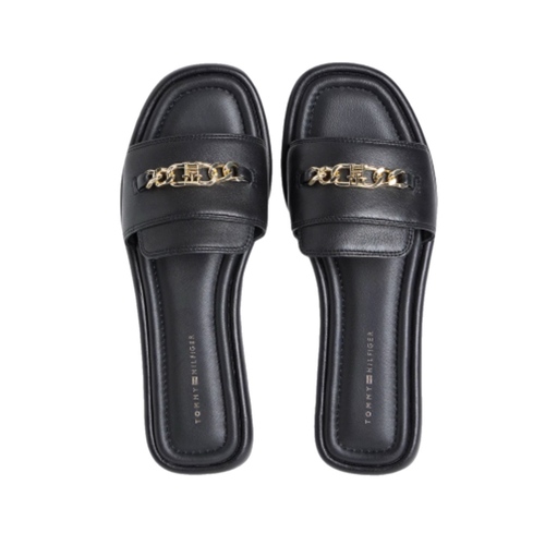 סנדל TOMMY JEANS מידות 36-41 לנשים בגוון שחור עם שרשרת