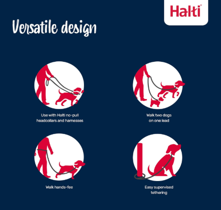הלטי רצועת אילוף כותנה 2 קרבינות - Halti Training Lead