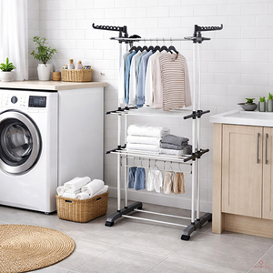 מתלה כביסה מחוזק ממתכת 3 קומות | SkyDry Silver