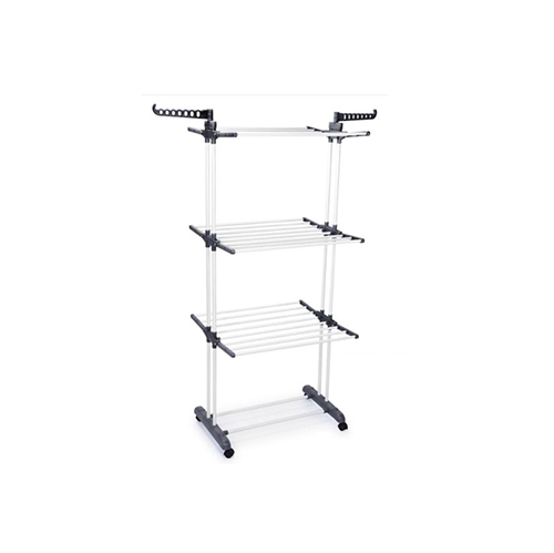 מתלה כביסה מחוזק ממתכת 3 קומות | SkyDry Silver