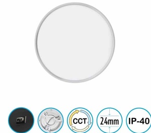 גוף תאורה צמוד תקרה 18W כולל כפתור 24 מ"מ OMEGA ELEMENT לבן