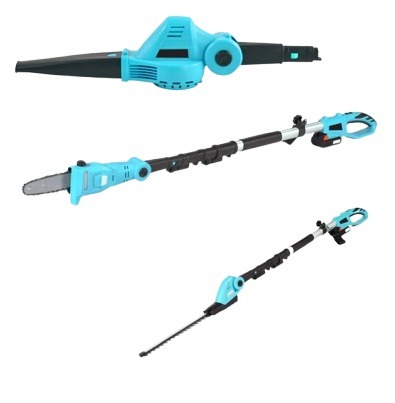 סט טלסקופי נטען לגינה 20V - משור+גוזם גדר+מפוח+מוט טלסקופי כולל סוללה 2.5A + מטען - KRAUSS