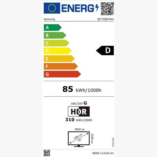 טלוויזיה סמסונג “75 Samsung דגם QE75Q8FAAUXIL QLED Q8F