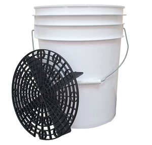 דלי מקצועי 20L לבן לשטיפת רכב+ רשת שחורה BUCKET+GRIT-GUARD
