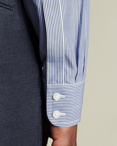 חולצה כחולה גזרת סלים - Royal Blue Bengal Stripe Non-Iron Poplin Slim Fit Shirt