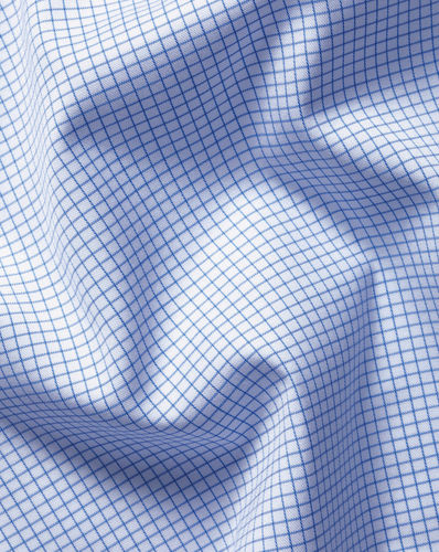 חולצה ללא צורך בגיהוץ גזרת קלאסיק - Cornflower Blue Mini Grid Check Non-Iron Twill Classic Fit Shirt