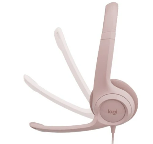 אוזניות למחשב Logitech H390 USB ורוד