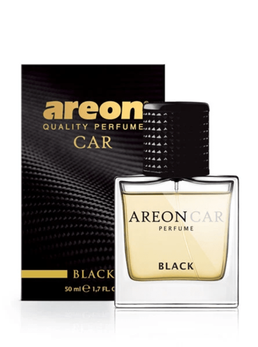 בקבוק בושם + עץ ריח מבית AREON בניחוח BLACK