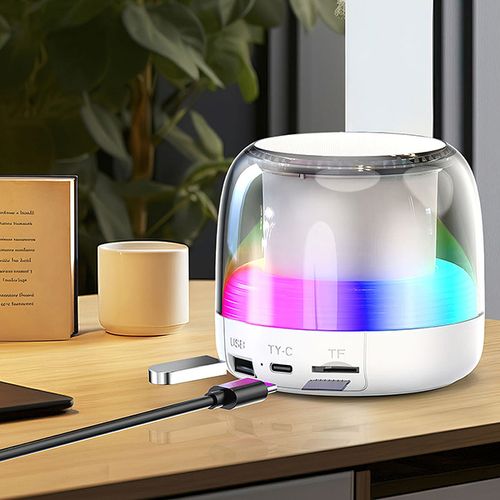 רמקול Bluetooth מעוצב עם תאורת אווירה RGB מתחלפת