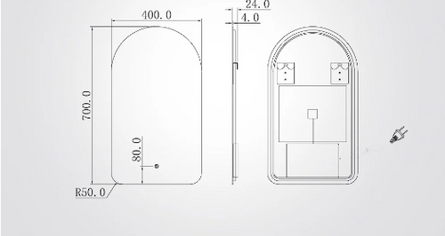 מראת קיר קשת עם מפשיר אדים ועימעום 16W CCT