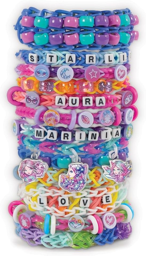 ערכת יצירת צמידי חברות גדולה Rainbow Loom עם למעלה מ 3200 גומיות ו 122 חרוזים ותליונים