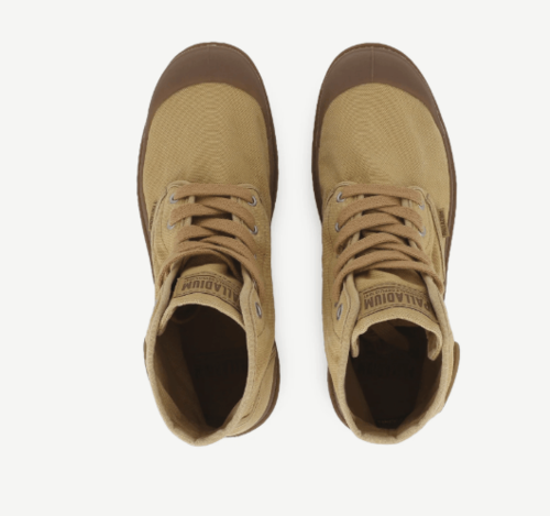 נעלי פלדיום קנבס חצי בצבע קאמל | 40-47 | PALLADIUM PAMPA HI WOODLIN 02352-209