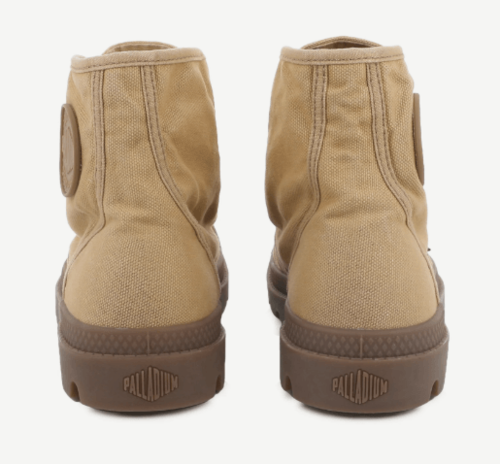 נעלי פלדיום קנבס חצי בצבע קאמל | 40-47 | PALLADIUM PAMPA HI WOODLIN 02352-209