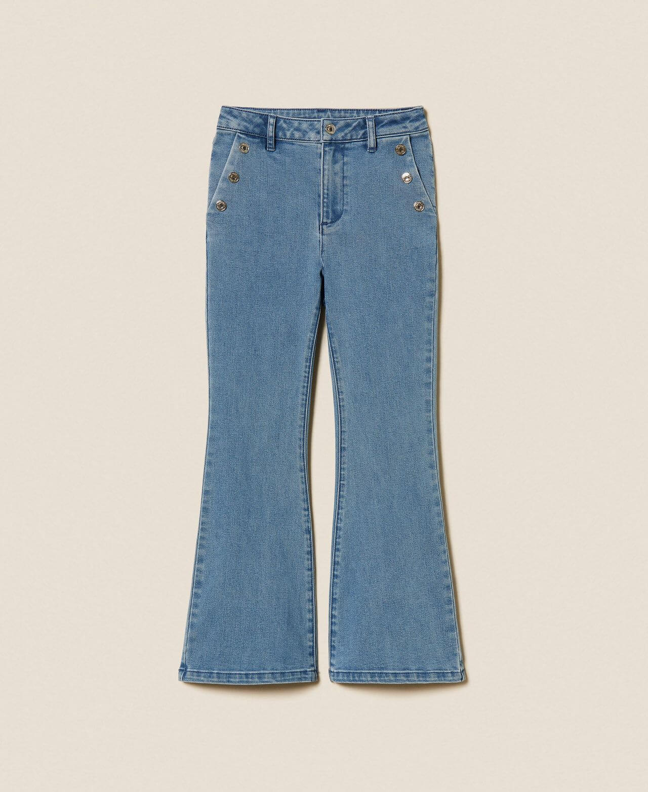 Flared jeans with buttons