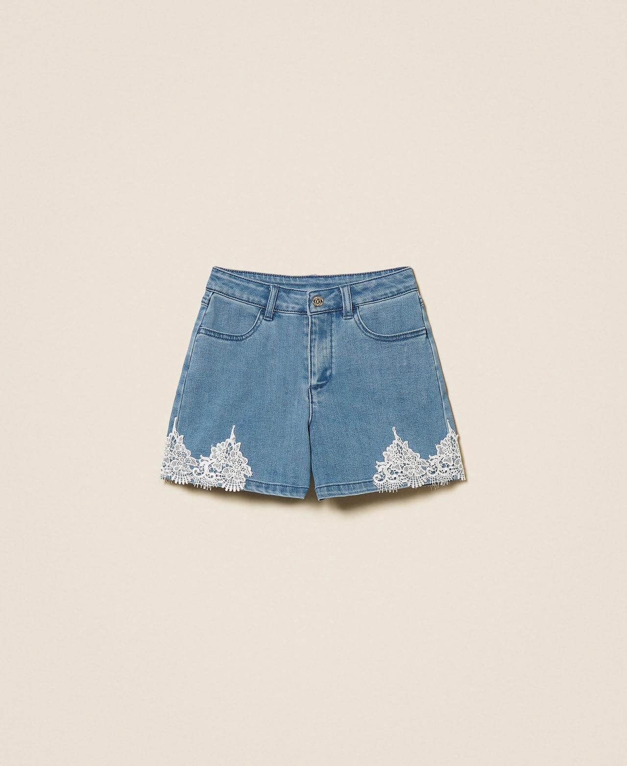 Denim shorts with lace