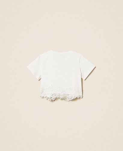 T-shirt with lace and logo