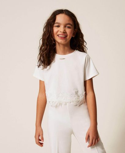 T-shirt with lace and logo