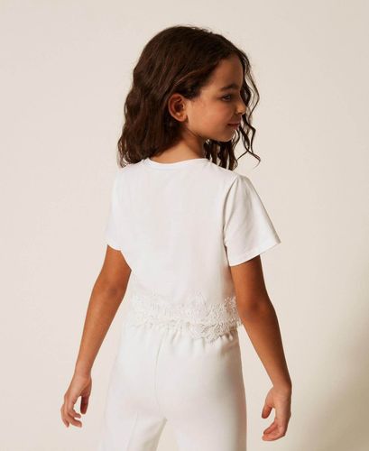 T-shirt with lace and logo