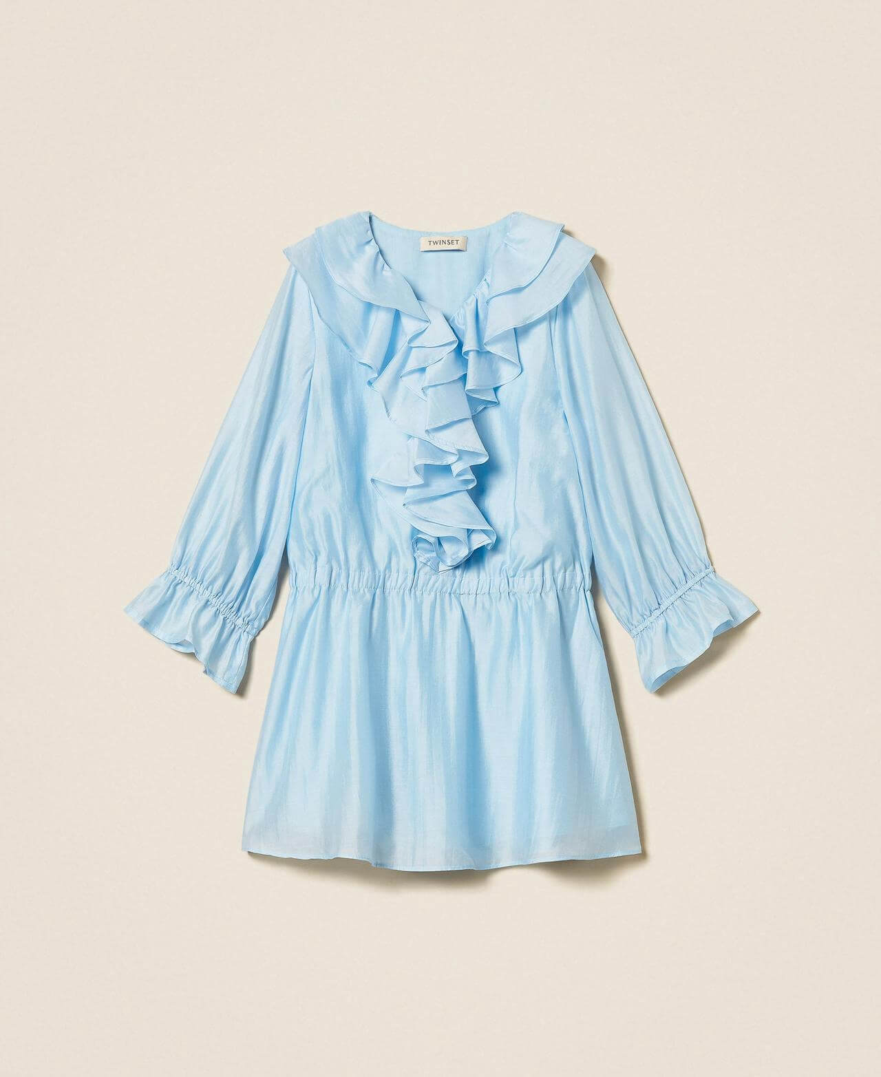 Short voile dress with ruffles and smocking
