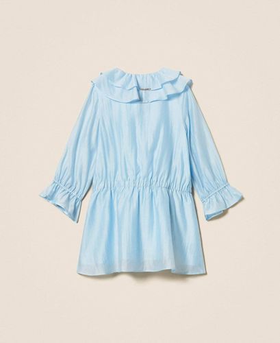 Short voile dress with ruffles and smocking