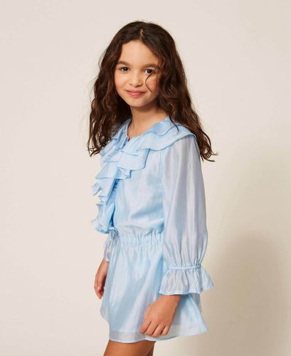 Short voile dress with ruffles and smocking