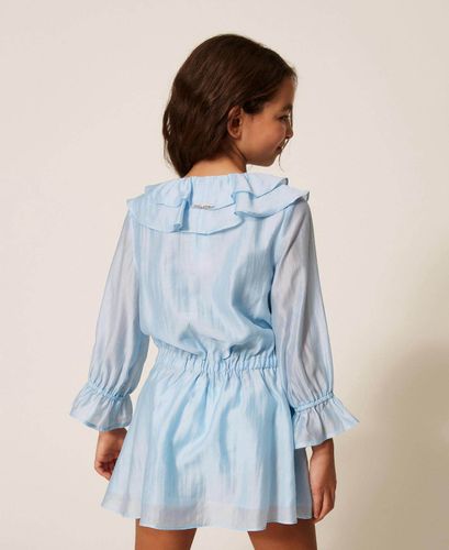 Short voile dress with ruffles and smocking
