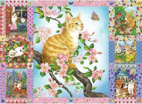 Cobble Hill - Blossoms and Kittens Quilt (1000 חלקים)