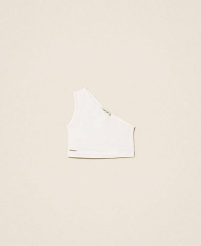 One-shoulder top with logo