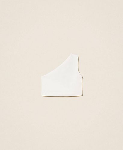 One-shoulder top with logo