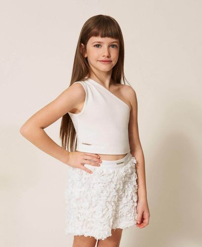 One-shoulder top with logo
